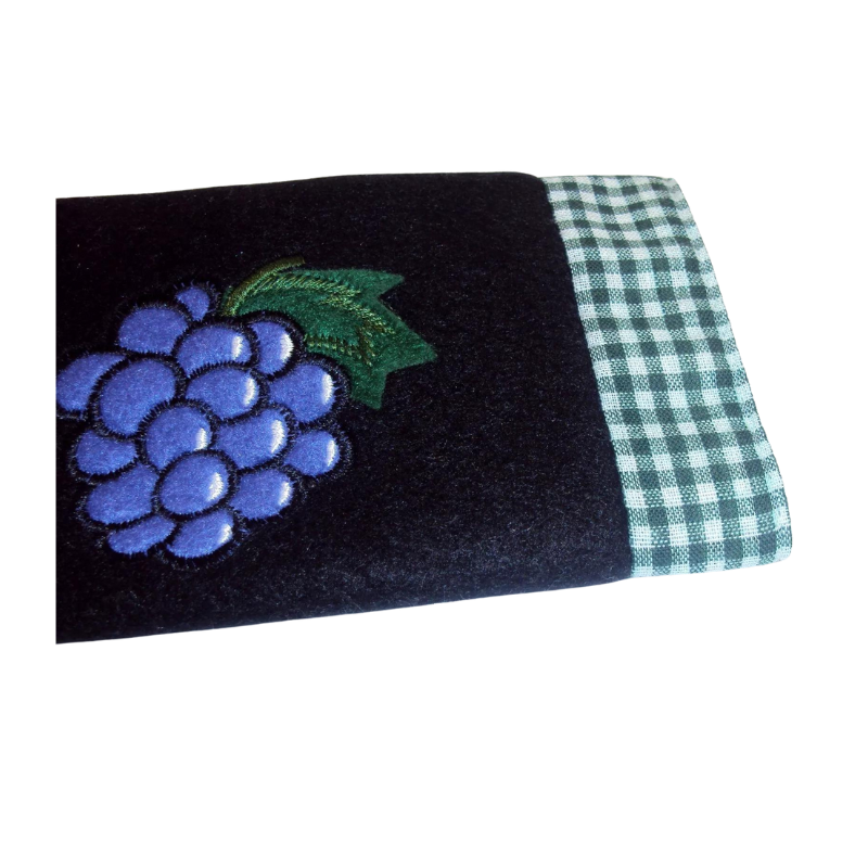 Appliance Handle Covers - Black Felt Grape Theme Set of Two